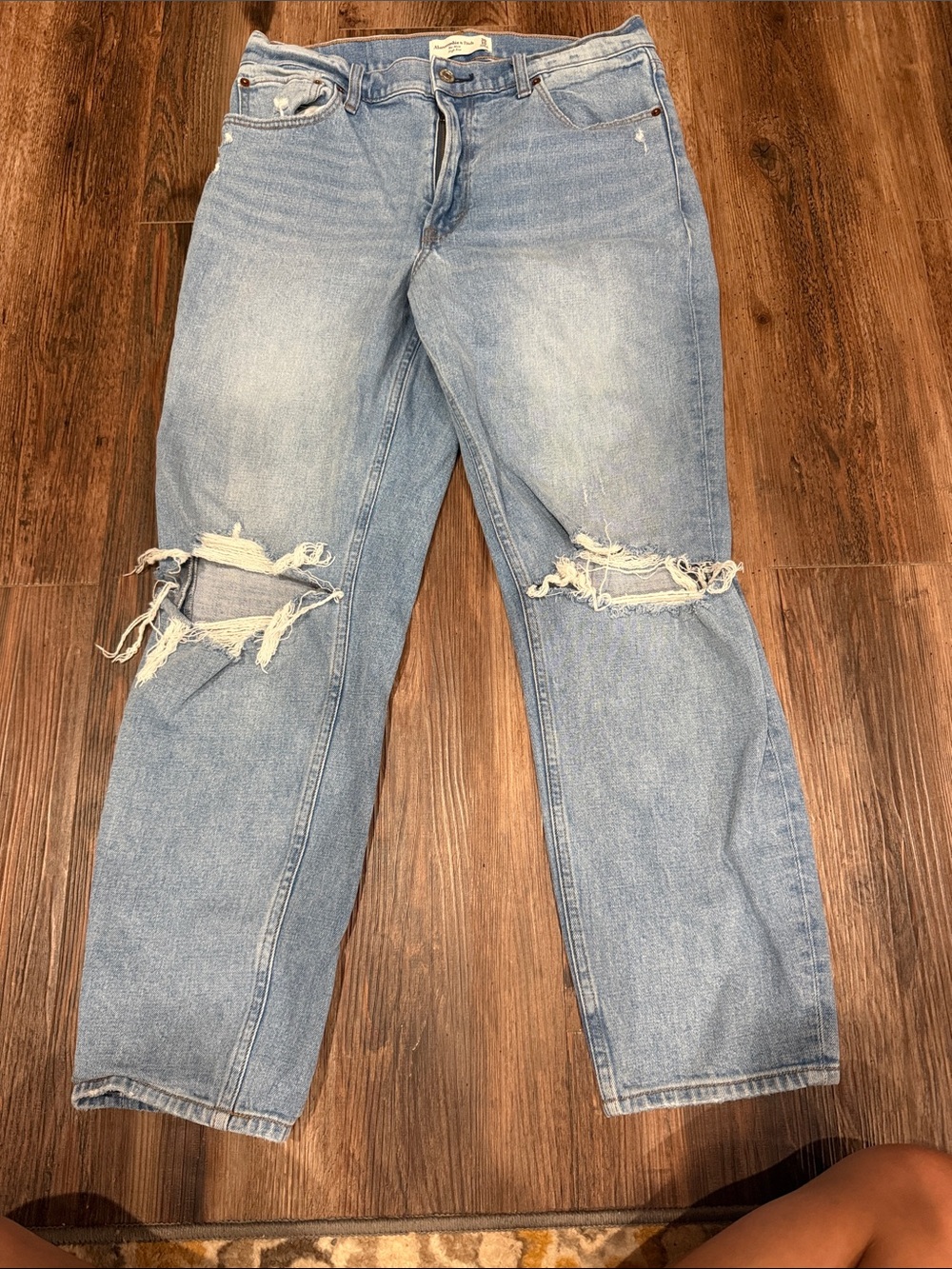 Abercrombie & Fitch Light Blue High-Rise Distressed Jeans